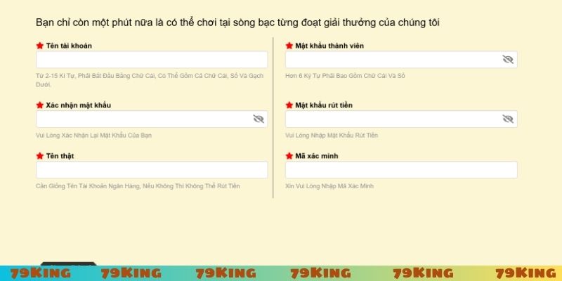 Hướng dẫn từng bước đăng ký 79King